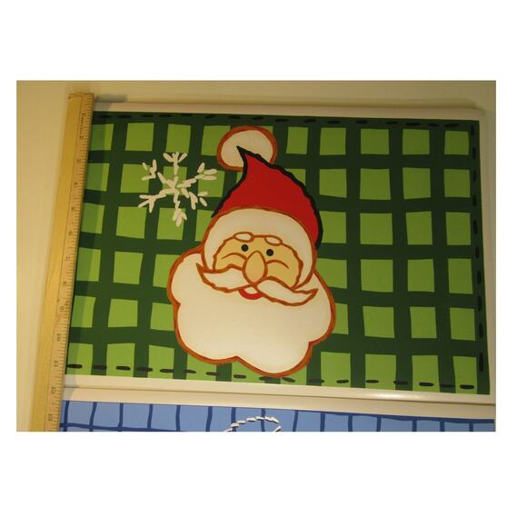 Merry Brite Vinyl Placemats 4 Santa Green Background 4 Angel Blue Background - Picture 3 of 6